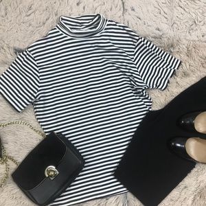 Express Turtle Neck Striped Thick Blouse Shirt